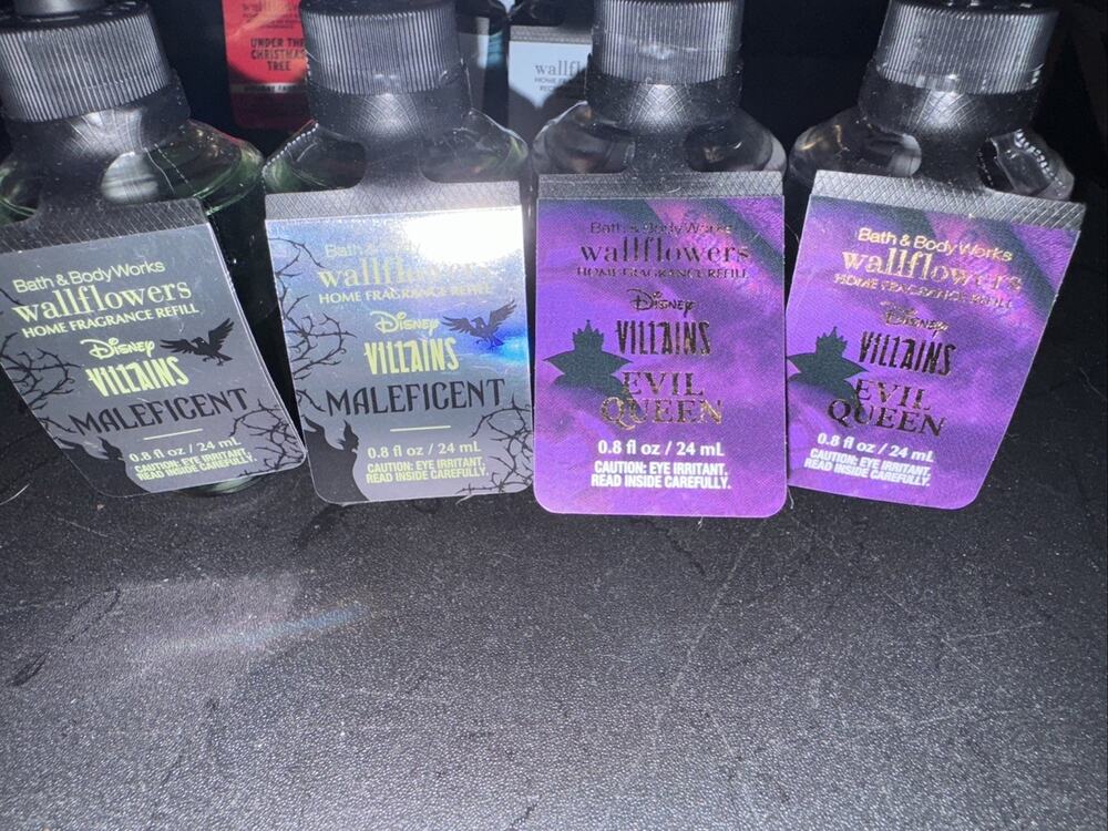 4 Bath & Body Works DISNEY Villains Maleficent Evil Queen Wallflowers Refill